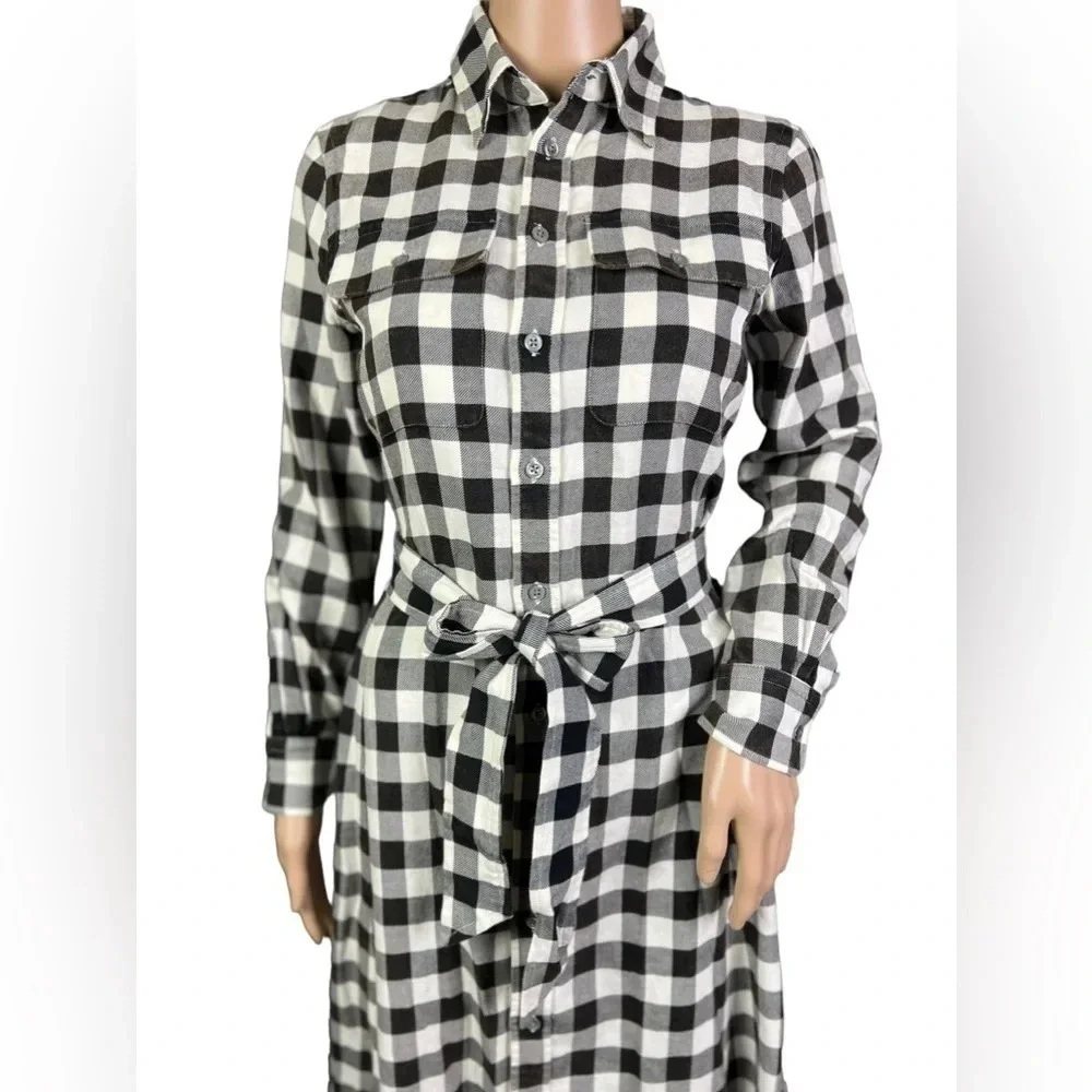 NWT Polo Ralph Lauren Shirtdress Womens Size 0 Check Buffalo Belted Twill - Picture 4 of 12